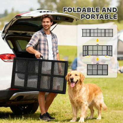 PawHut Dog Car Ramp,  Extra Long And Wide, Non-Slip Surface, Folding Portable Pet Ramp For Large, Small & Senior Dogs