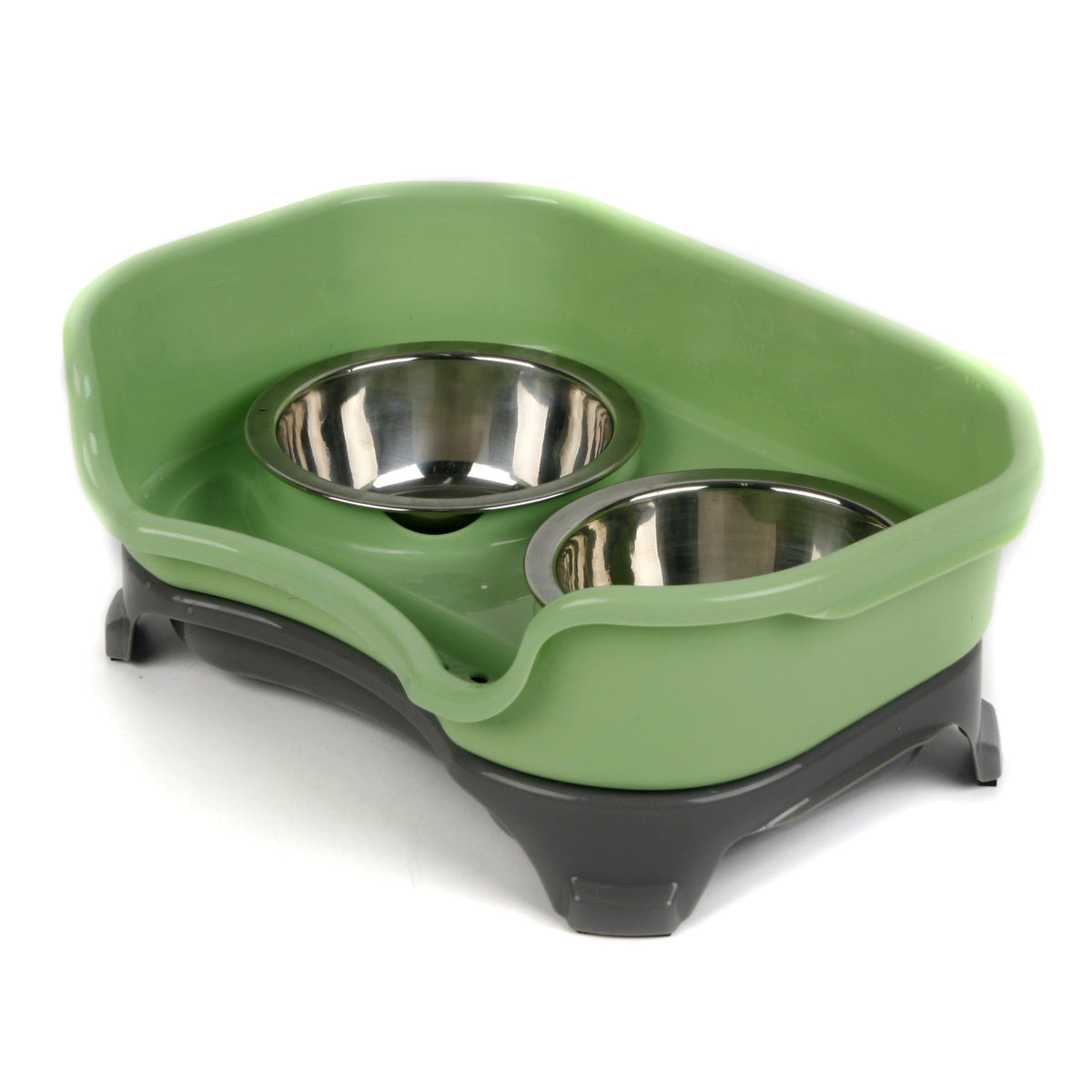 Splash-Proof Double Pet Bowl with Stainless Steel Bowls for Dogs and Cats