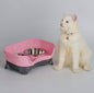 Splash-Proof Double Pet Bowl with Stainless Steel Bowls for Dogs and Cats