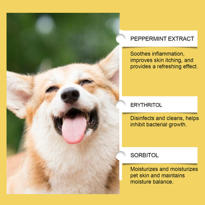Herbal Yeast Supplement For Relieving Pet External Skin Care ingredients including peppermint extract for skin care.