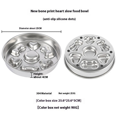 Non-slip Anti-choke 304 Stainless Steel Pet Slow Feeding Bowl