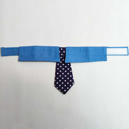 Durable Pet Collar Adjustable Denim Pet Collar With Star Pattern Dog Necktie For Holiday Weddings Formal Events For Dogs