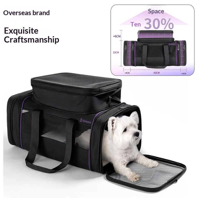 Portable Pet Carrier For Travel Soft Expandable Bag That Provides Extra Space For Your Dog On Flights
