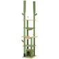 89"-100" Floor to Ceiling Cat Tree, Cat Climbing Tower with Grooming Brush Post, Cat Condo, Hammock, Green