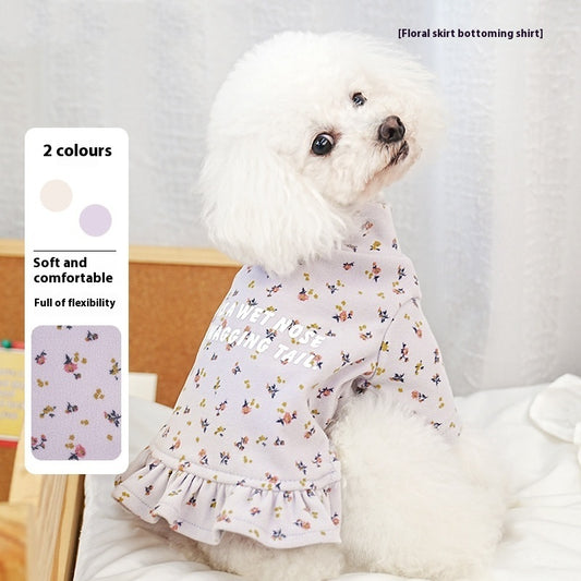 Pet Undershirt Teddy Bichon Thick Small Dog Outer Wear Floral Inner Wear Skirt