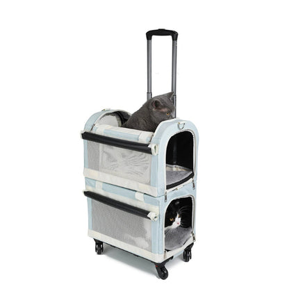 Multi-pet Outdoor Carrier Portable And Breathable Stroller For Cats And Dogs