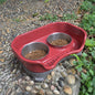 Splash-Proof Double Pet Bowl with Stainless Steel Bowls for Dogs and Cats