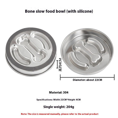 Non-slip Anti-choke 304 Stainless Steel Pet Slow Feeding Bowl