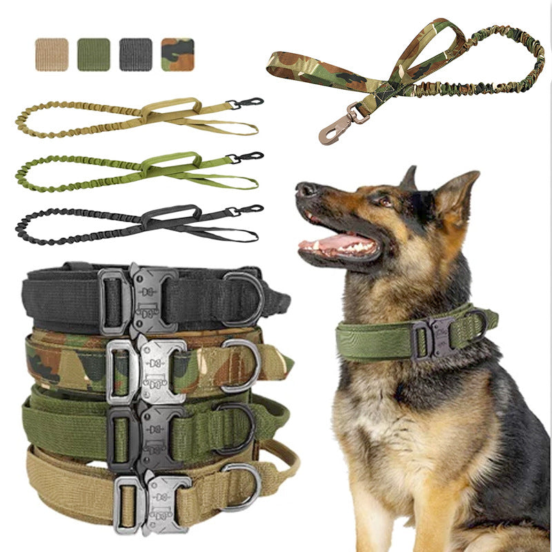 Adjustable Tactical Dog Collar & Leash Set – Durable Nylon Design