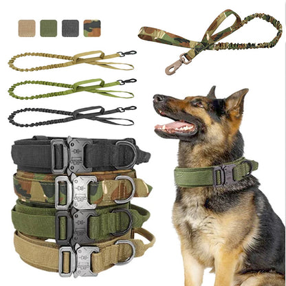 Adjustable Tactical Dog Collar & Leash Set – Durable Nylon Design
