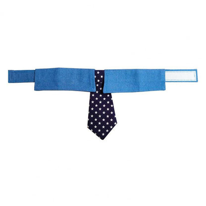 Durable Pet Collar Adjustable Denim Pet Collar With Star Pattern Dog Necktie For Holiday Weddings Formal Events For Dogs